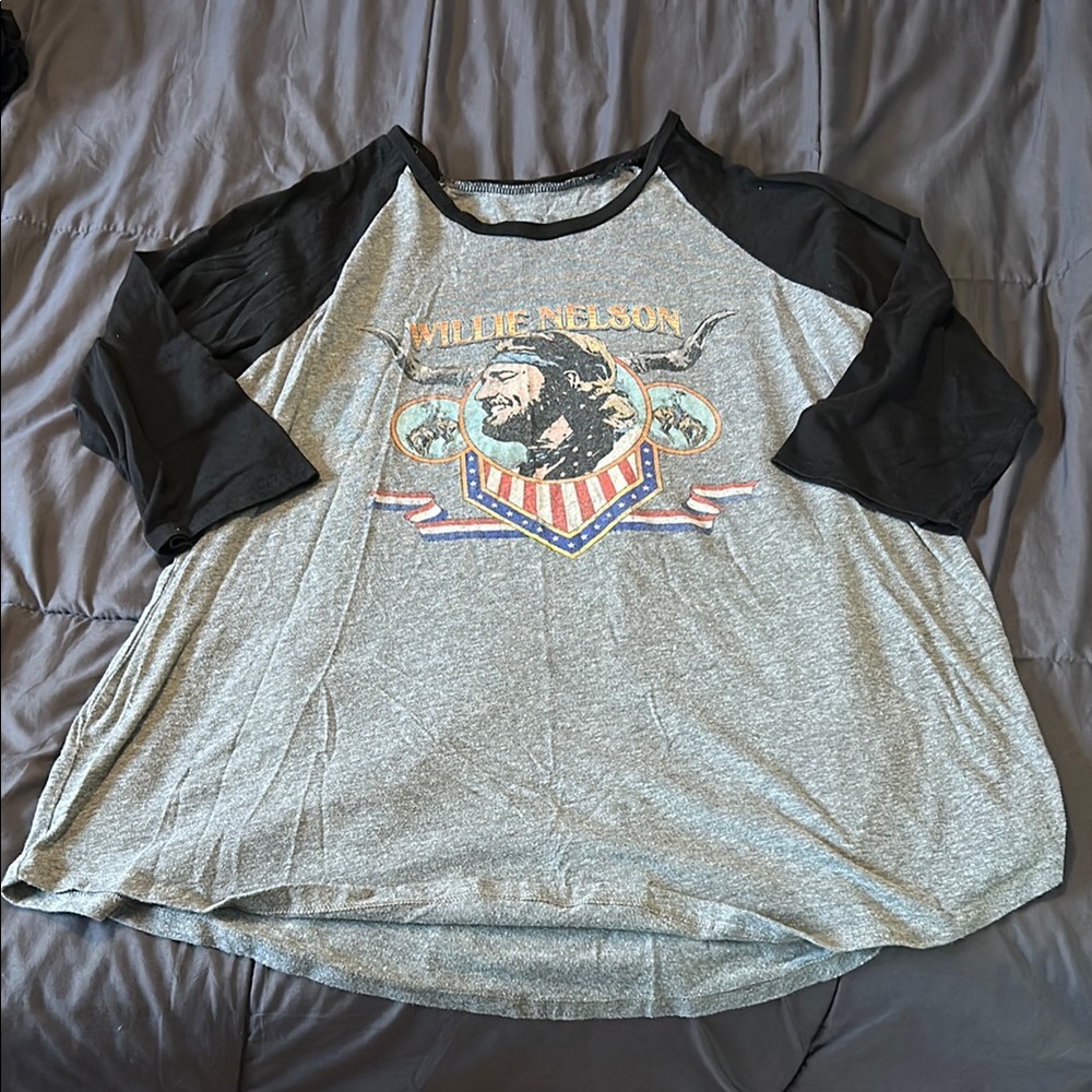 Torrid Plus Size 1 1X Willie Nelson 3/4 Sleeve Tunic Top Band Music Tee